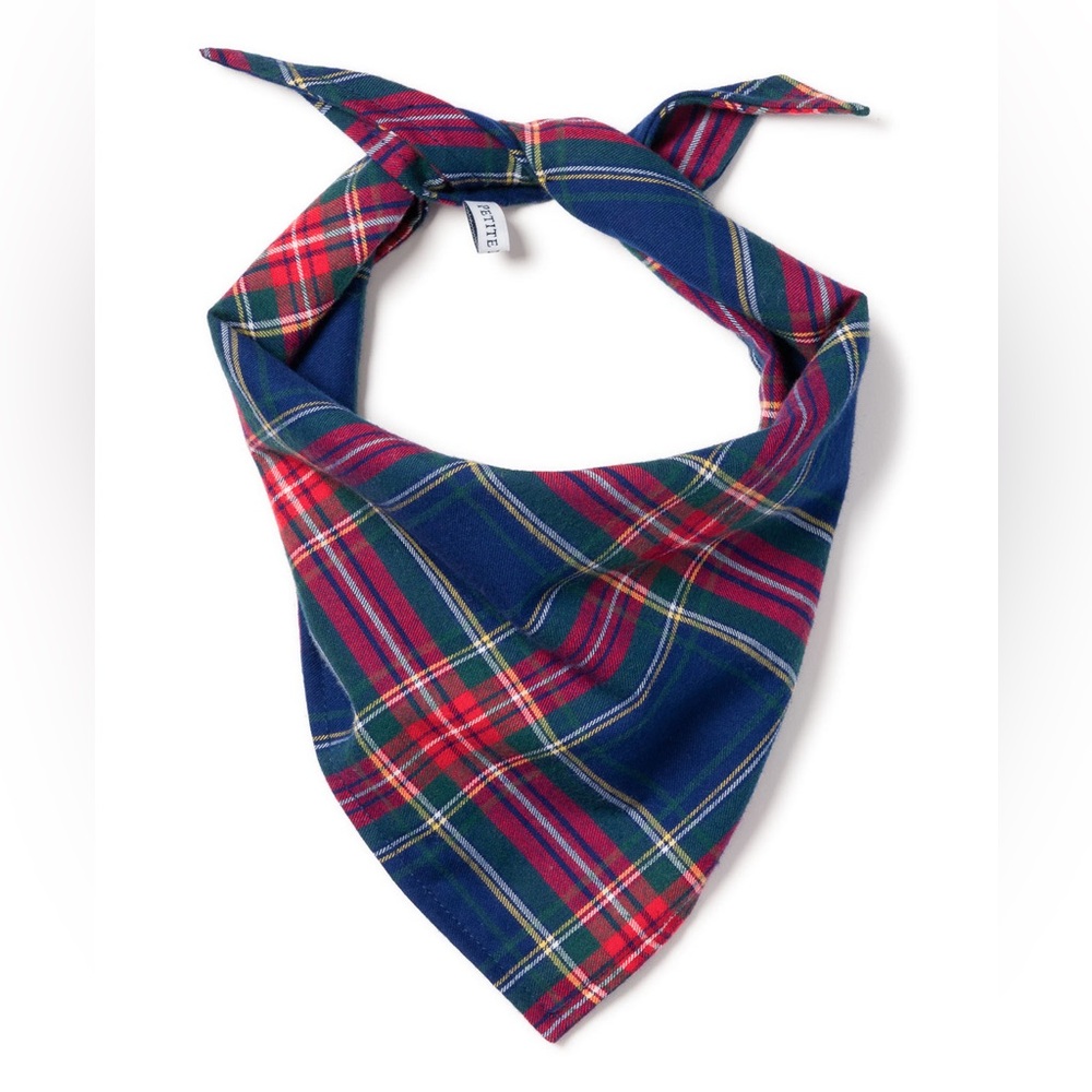 Petit Plume Red/Navy Blue Windsor Classic Plaid Tartan Dog Pet Bandana